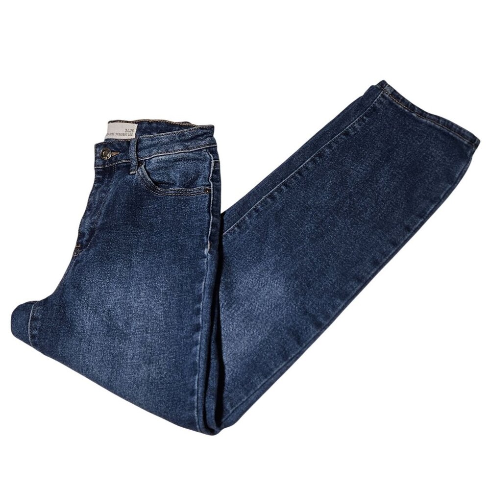RSQ High Rise Straight Leg Jeans Womens Size 3 Medium Wash Denim Pants Juniors